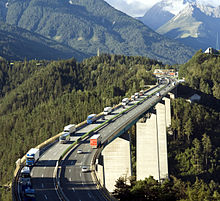 De belangrijkste brug op de Brenner Autobahn (A13) 