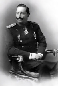 zwart/wit foto van de laatste Duitse Keizer Wilhelm II (1859-1941) 