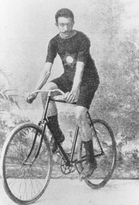 afbeelding gravure man op fiets